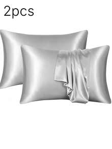 1pc Ice Silk Satin Pillowcase – Soft Breathable Cool Touch Envelope Closure Pillow Cover, Machine Washable, Gift - Multicolor - View 15