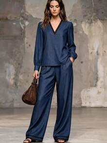 LUMIGAL Women's Casual Commute Shirt & Pants 2 Pieces Set - Multicolor - View 4