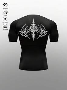 Gym Rark Men's Back Print Crew Neck Short Sleeve Casual Sports T-Shirt, Gym - Black - View 2