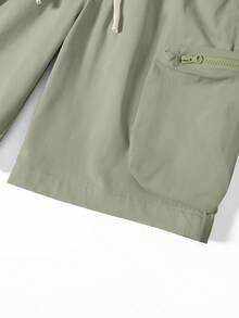 Manfinity Roghcode Men's Summer Casual Solid Color Cargo Shorts - Green - View 6