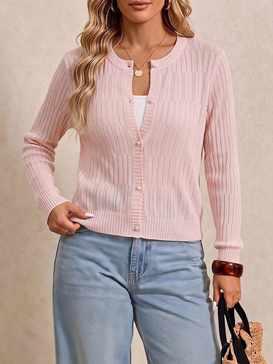 Reflora Plus Size Women Solid Color Casual Versatile Daily Wear Cardigan Winter