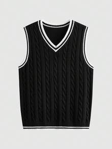 Lornavo Men's Colorblock Casual Daily Wear Knitted Vest - Multicolor - View 3
