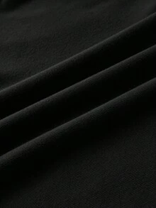 Teen Girls T-Shirts Autumn New Casual Minimalist Versatile Black Solid Color Knitted Ruched Chest Slim Fit Long Sleeve T-Shirt - Black - View 8