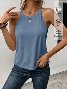 SHEIN LUNE 2件組 95%棉 女款休閒戶外舒適細肩帶背心上衣，適合春夏穿著，可愛白色上衣，黑白配色無袖上衣，白色與黑色細肩帶背心，夏季白色上衣 - 彩色 - 查看 2