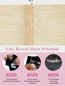 Double Invisible Glueless Remy Butterfly Weft Hair With Micro Beads Double PU Weft Hair Extensions Seamless Invisible Beaded Weft Extensions - S60 - View 7