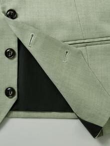 Manfinity Mode Men's Solid Color Single-Breasted Vest And Trousers Casual Commute Suit Set - Mint Green - View 5