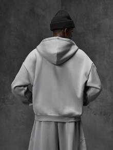 NEON BLANC Men's Spring/Autumn Casual Loose Long Sleeve Zip-Up Sweatshirt Sweatshirt, Standard Size, Grey Solid Color - Grey - View 4
