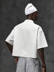 NEON BLANC Men's Summer Fashion Beaded & Rhinestone Shirt - White - View 3