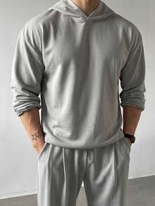 DAZY Men's Gray Loose Fit Long Sleeve Hoodie & Elastic Waist Sweatpants Set Fall - Grey - View 1