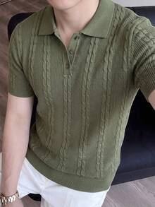 Manfinity Homme Men's Solid Color Casual Versatile Daily Wear Knit Top - Army Green - View 2