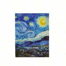 100-Pocket Mini Photo Album, Van Gogh'S "Starry Night" Design Cover, Perfect For Family, Wedding, Baby Photos, Gift For Art Enthusiasts, School Supplies - Multicolor - View 12