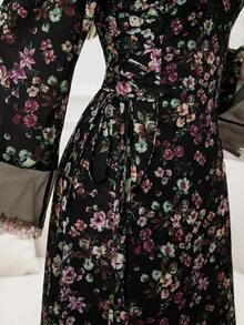 Al Najma 女款婚禮時尚刺繡花卉印花阿拉伯傳統長裙 夏季愛爾蘭風端莊常規款 - 彩色 - 查看 5