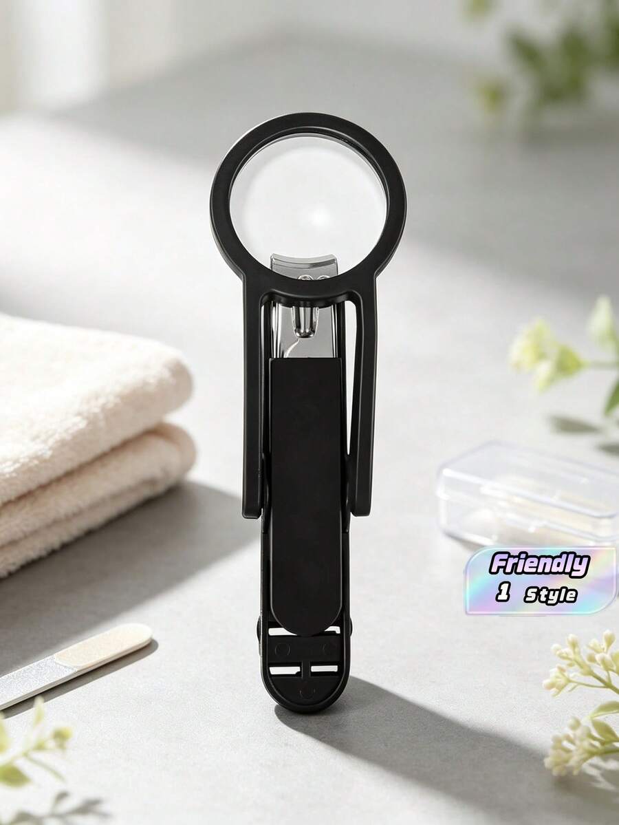 Extra Large 2.5X Magnifying Nail Clippers Set – Carbon Steel Blades For Precise Cutting, Arthritis-Friendly Grip, Rust-Proof ABS Handle – Includes Toenail Clippers, Scissors, Nail File & Acrylic Cutter – Ideal For Elderly, Low Vision & Small Pets - Black - View 1