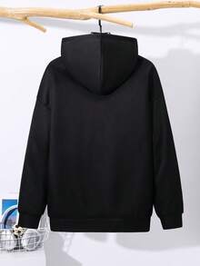 SHEIN 青少年男孩秋季衛衣，冬季街頭風畢業返校遊戲機字母 Y2K 連帽衫 - 彩色 - 查看 2