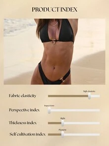 Aralina Vacation Boho Halter Ring Detail Thong Two Pieces Bikini Set With Swim Bag For Summer - Black - View 10