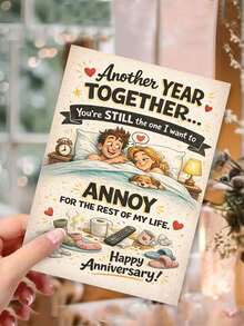 1 Set Funny Couple Anniversary Card - Humorous Anniversary Theme Card With Envelope, Featuring Cozy Bed And Pet Dog Design; Paper Greeting Card, Suitable For Husband, Wife And Partner, Perfect For Wedding, Anniversary And Birthday - One Size Fits All - View 3