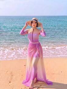 Swim Shayni 漸層色保守女款優雅度假泳衣套裝 - 彩色 - 查看 1
