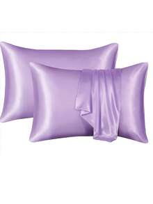 1pc Ice Silk Satin Pillowcase – Soft Breathable Cool Touch Envelope Closure Pillow Cover, Machine Washable, Gift - Multicolor - View 10