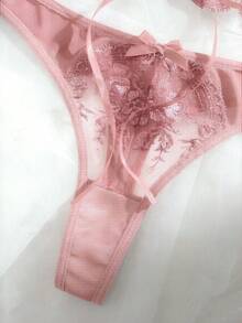 SHEIN Conjunto sexy de 2 piezas con bordado transparente - Rosa vieja - Ver 5