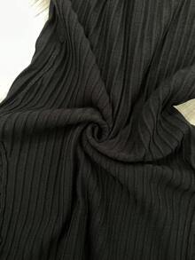 EMERY ROSE Round Neck Casual Autumn/Winter Contrast Lace Elegant Sweater - Black - View 7