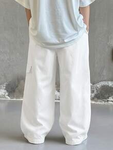 SHEIN 青少年男孩休閒百搭純色工裝褲 - 白色 - 查看 2