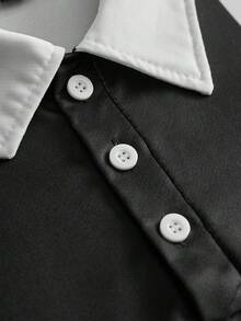 PAVTROS Ins TK 熱門街頭風刺繡 Polo 衫，穿著舒適，適合日常出遊、聚會與戶外活動，情人節與週年紀念理想禮物 - 黑色 - 查看 5