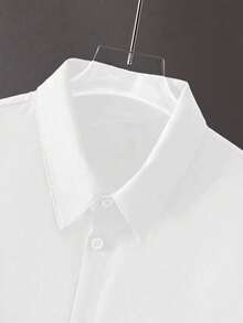 SHEIN Camisa básica profesional de manga larga con un solo pecho de unicolor para adolescentes varones para ir al trabajo - Blanco - Ver 5