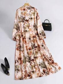 Al Najma Women's Floral Print Arabian Dress - Redwood - View 2