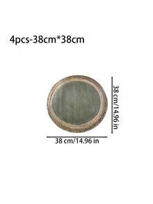 15 Inch Green Round Woven Placemat Set 4/6 Pack, Round PP Woven Table ...
