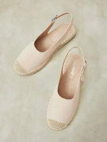 Styleloop Ladies, Straw Rope, Buckles, Flat Shoes. - Apricot - View 5