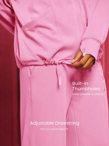 GLOWMODE Chaqueta con cremallera, cuello ancho, cordón ajustable y tela suave y transpirable de modal para días relajados, uso diario y casual en otoño e invierno - Rosa - Ver 3