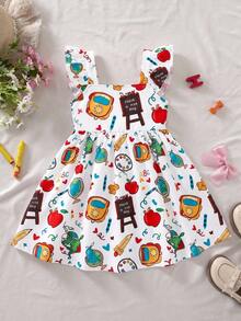 Emery Rose Kids Young Girl Summer Casual Pencil Heart Print Dress - Red - View 6