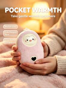 Teckwe Portable Rechargeable Penguin Hand Warmer, Double Side Heating Plush Hand Heater, Digital Display Winter OutdoorThermal GiftBuilt-In Two 2000mAh Rechargeable Batteries - multicolor - View 3