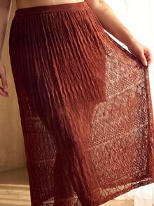MOTF PREMIUM PLUS SIZE WOMEN'S SPRING/SUMMER TEXTURED KNIT SKIRT FALL - Brown - View 2