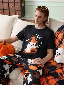 Chillnights Men's Crew Neck Knit Short Sleeve & Long Pants Loungewear Set - Multicolor - View 5