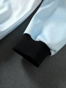 ROMWE MEN 男士漸層紮染印花藝術字體寬鬆版開襟連帽衛衣 - 藍色 - 查看 7