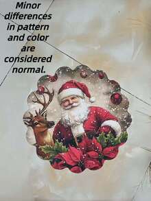 6Pcs /4Pcs Santa Reindeer Christmas Round Placemats 15 Inch Linen Non Slip Heat Resistant Machine Washable Holiday Party Table Decor Home Kitchen Dining Room Christmas Gift - Red - View 8