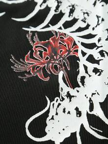 ROMWE MEN Goth 男士字母與蜈蚣印花圓領休閒百搭背心 - 黑色 - 查看 5