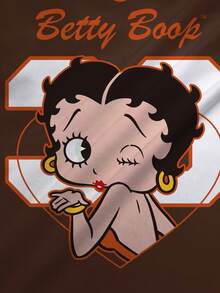 Betty Boop x SHEIN 女款字母卡通印花短袖休閒圓領T恤 - 白色 - 查看 6
