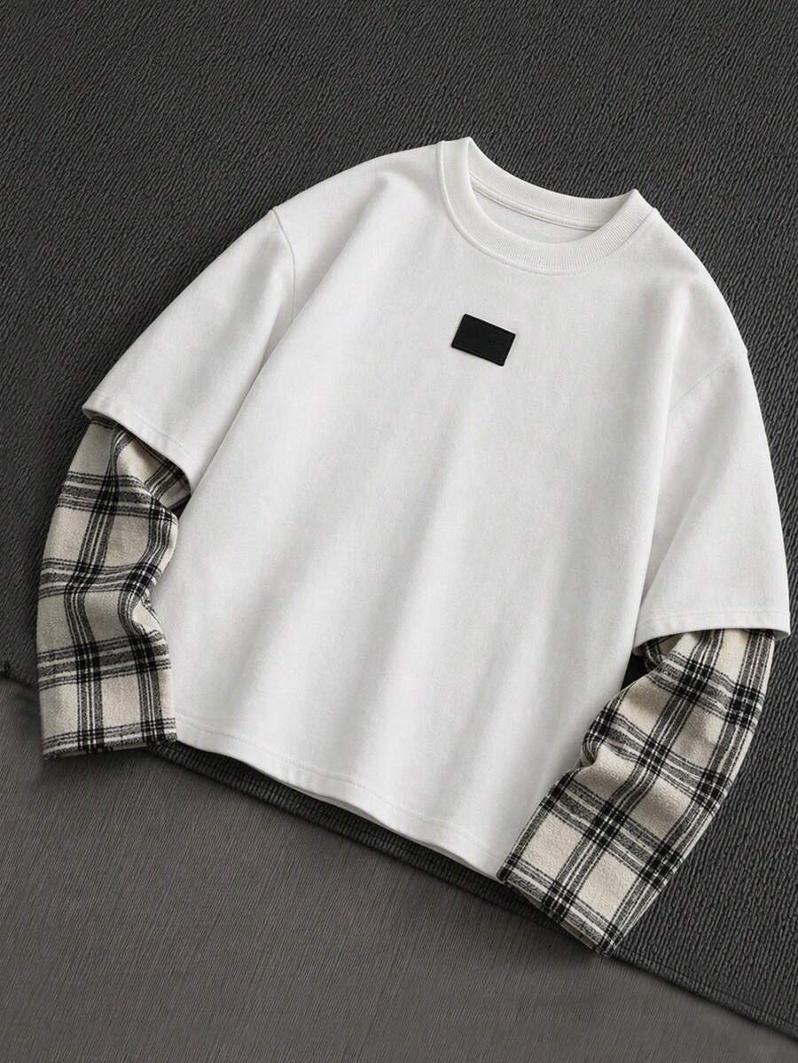Manfinity VCAY Men's Casual Commute Streetwear 2 In 1 T-Shirt - White - View 1
