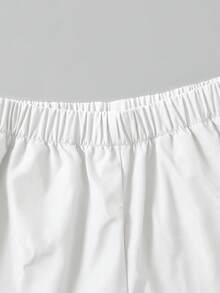 SHEIN 青少年男孩休閒百搭純色工裝褲 - 白色 - 查看 5