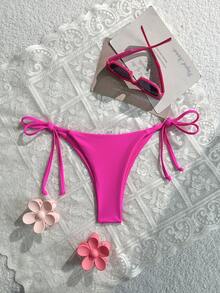 Elavelle Summer Beach Tie Side Bikini Thong - Hot Pink - View 4
