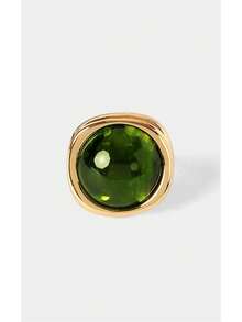 Noxbound 18k Green Resin Niche Personalized Ring - Gold-Green Square Ring - View 2