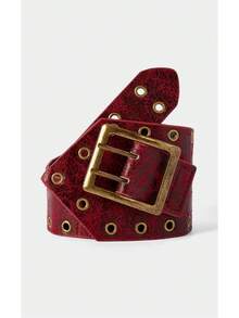 Noxbound 1pc Women's Dark Western Style Heavy Studded Wide Waist Belt - Burgundy - View 4