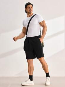 Celana Pendek Pria Zip Plain Casual - Hitam - View 8