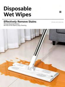 1Pc Anti-Static Wet & Dry Cleaning Mop, Flat Mop, Super Microfiber Mop, Can Clean Dust, Dirt And Pet Hair On Hardwood And Tile Floors, Comes With Replaceable Mop Head, Detachable Microfiber Mop Head, Japanese-Style Metal Rod, Disposable/Reusable Mop. - one size fits all - View 8