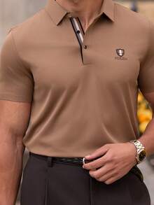 YOUESAWY YOUESAWY Summer Seamless Cooling Men's Short Sleeve Polo Shirt, Light Business Casual Formal Wear - Coffee Brown - View 5