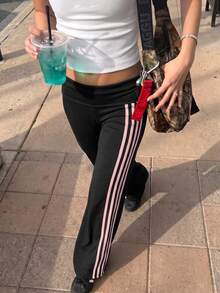 Muchica 黑色波點針織女款直筒褲 健身 秋季 運動休閒 - 彩色 - 查看 5