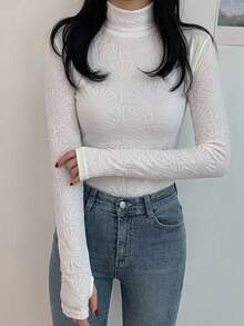 DAZY 女款純色休閒百搭日常穿著T恤 - 白色 - 查看 4