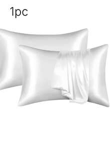 1pc Ice Silk Satin Pillowcase – Soft Breathable Cool Touch Envelope Closure Pillow Cover, Machine Washable, Gift - Multicolor - View 17